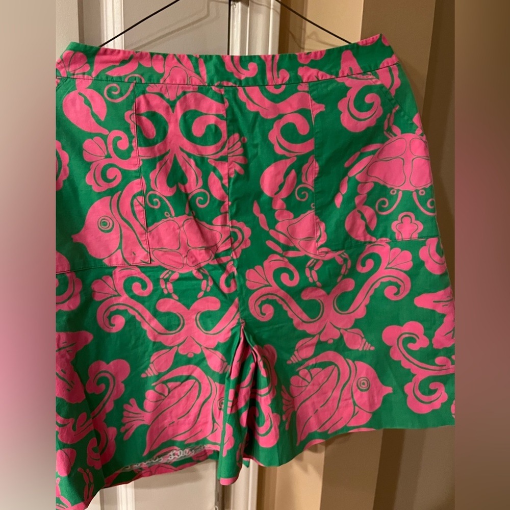 Vintage look Lilly Pulitzer pink and green sea life skort